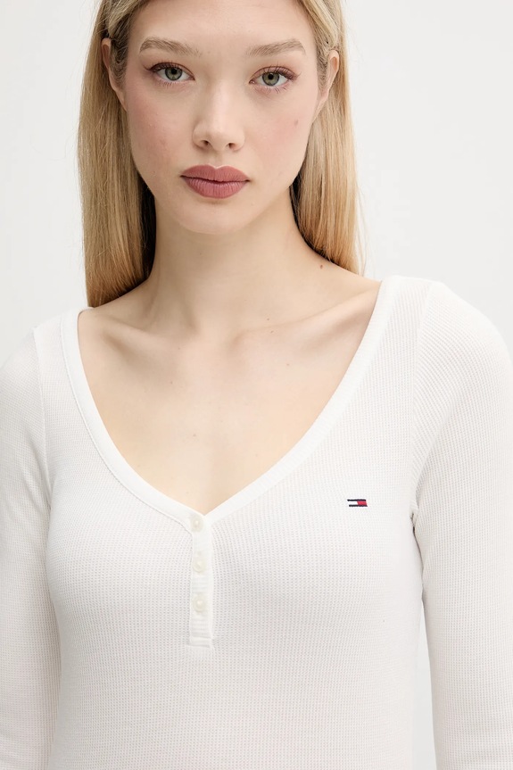 Tričko s dlhým rukávom Tommy Jeans biela DW0DW20903