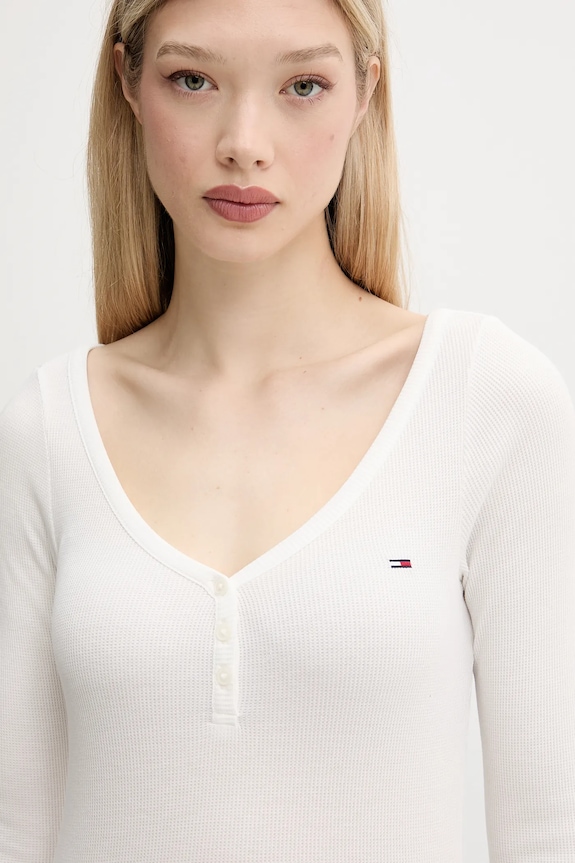 Tričko s dlhým rukávom Tommy Jeans biela DW0DW20903