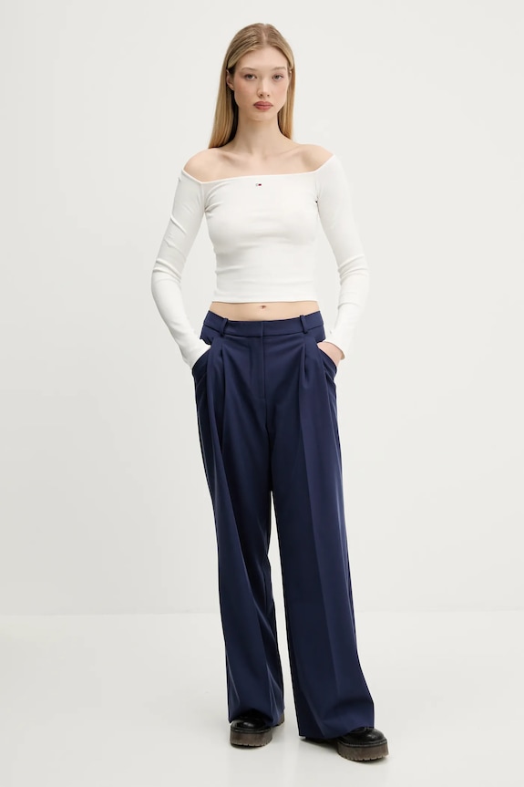 Tričko s dlhým rukávom Tommy Jeans DW0DW20919 béžová AW25
