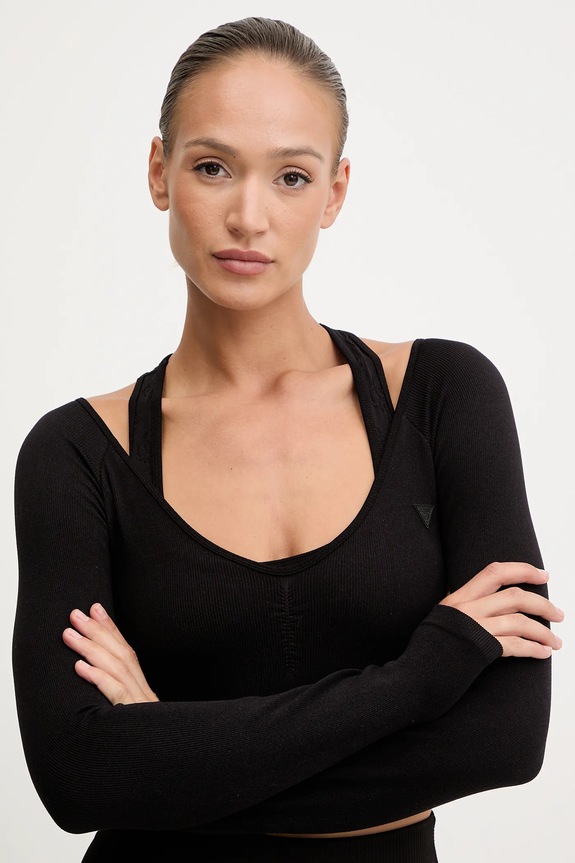 Блуза с дълги ръкави Guess PEONY черен V5YP06.Z3OA0