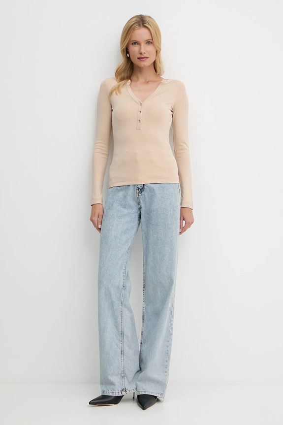 Majica dugih rukava Guess LENA W5YP12.KCTC2 bež AW25