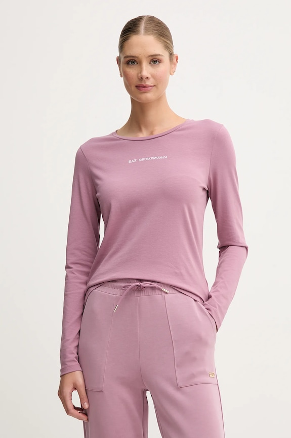 Tričko s dlhým rukávom EA7 Emporio Armani potlač ružová AF12115.7W000531