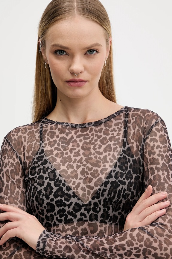 Majica dugih rukava Tommy Jeans smeđa DW0DW21558