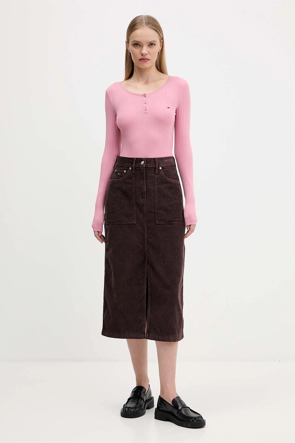 Majica dugih rukava Tommy Jeans DW0DW21575 roza AW25