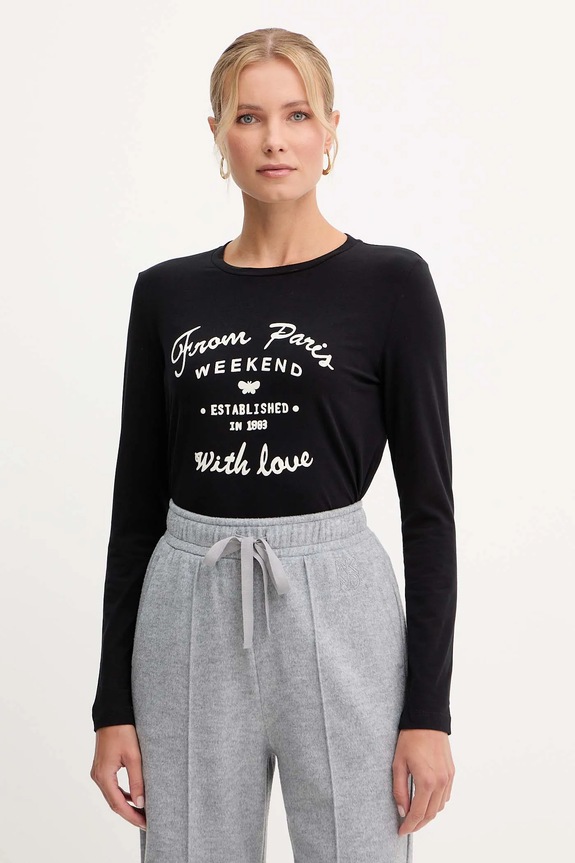 Tričko s dlhým rukávom Weekend Max Mara ALIAS potlač čierna 2525946042600