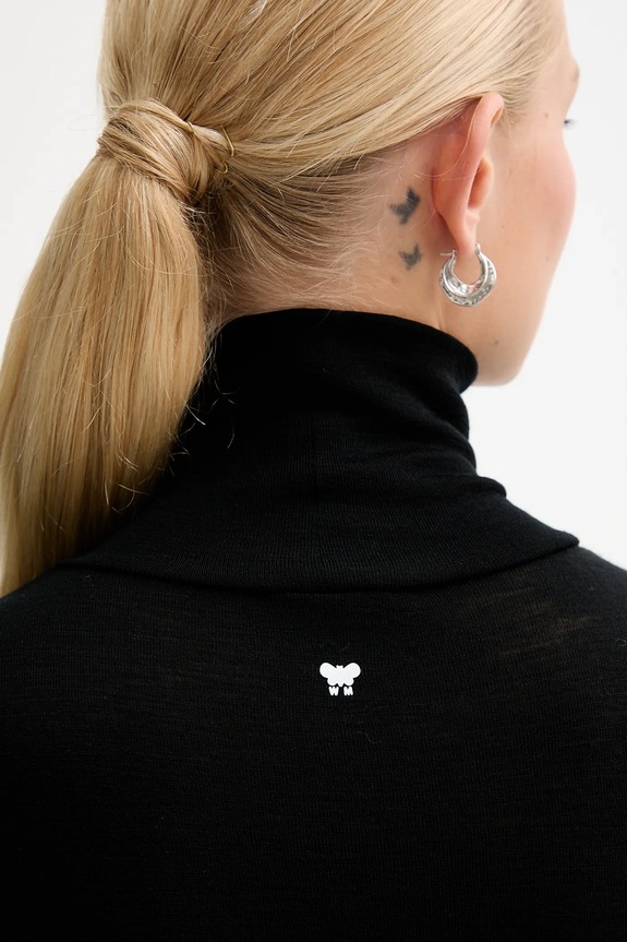 Dolga majica z dodatkom volne Weekend Max Mara TESEO 2525946052600 črna