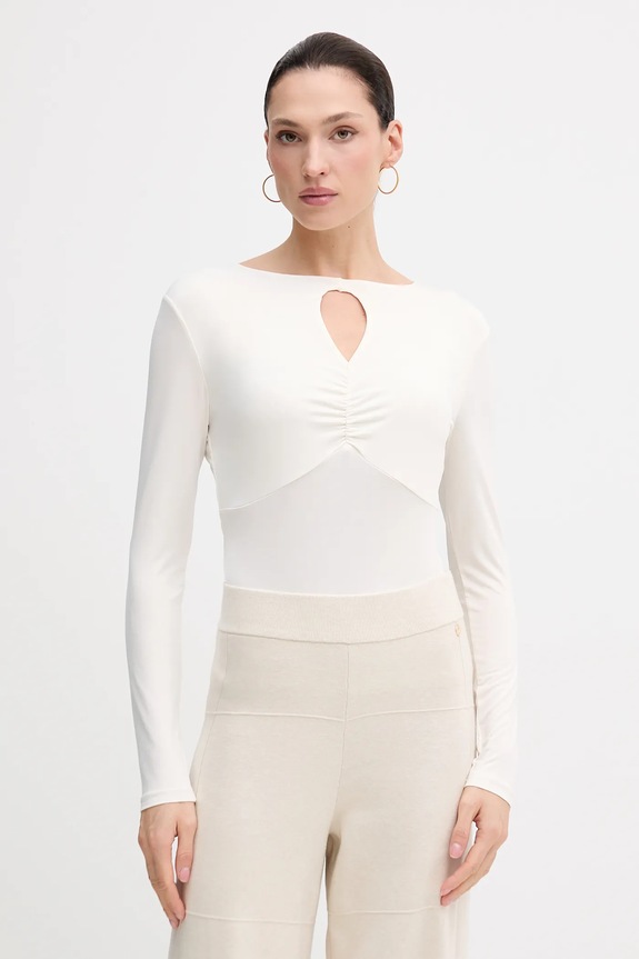 Μακρυμάνικο Sisley με ελαστάν μπεζ 35B8L107V