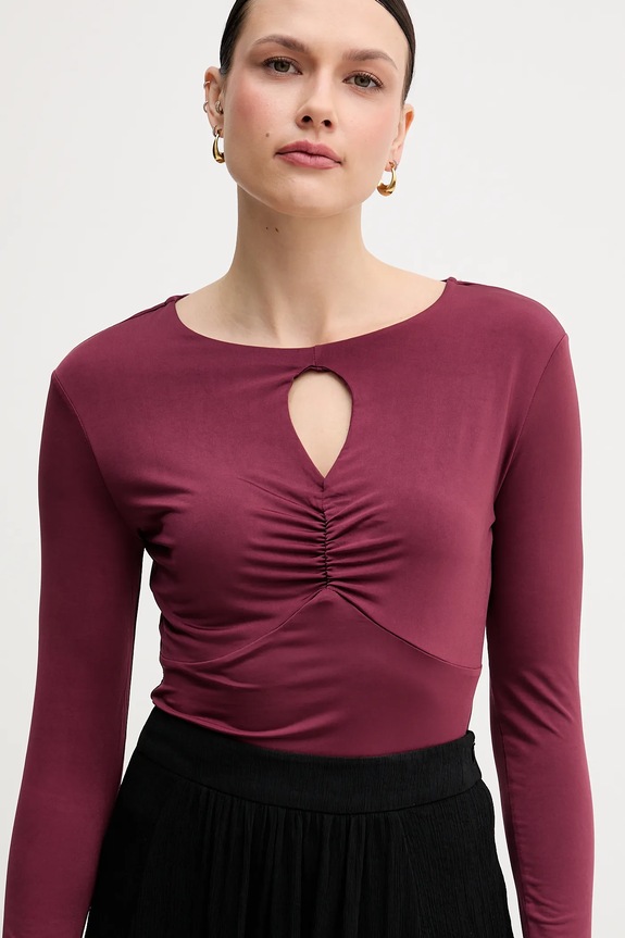 Sisley camicia a maniche lunghe granata 35B8L107V