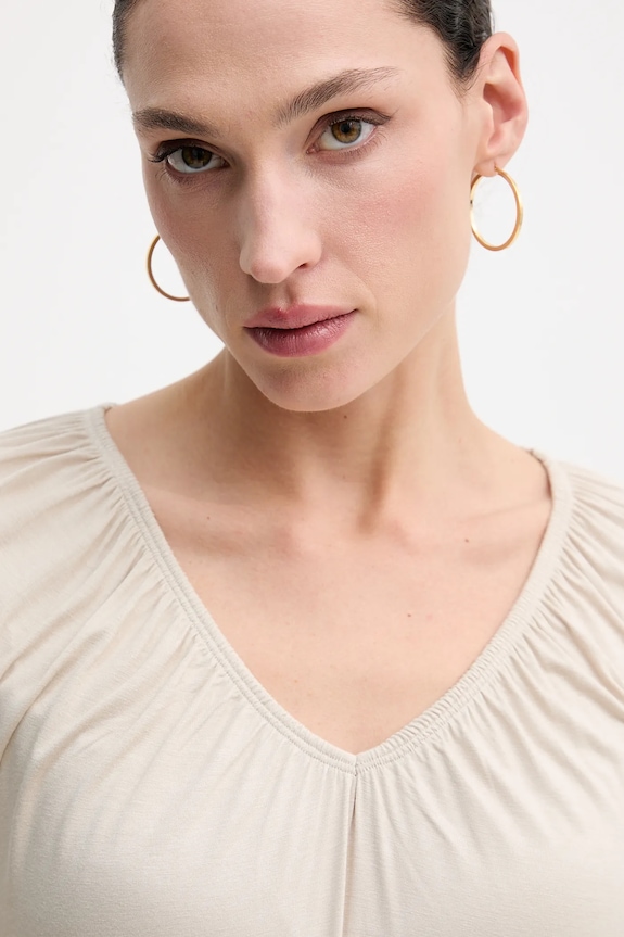 Sisley camicia a maniche lunghe beige 3Z12L4014