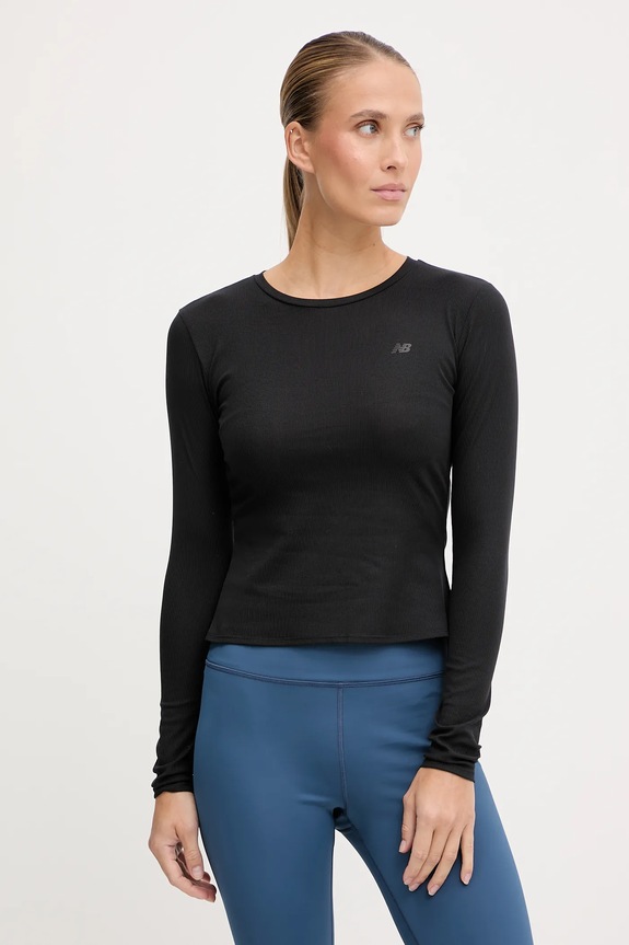 Tréningové tričko s dlhým rukávom New Balance slim čierna WT53133BK