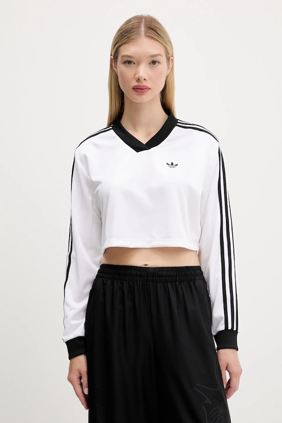 Μακρυμάνικο adidas Originals Jacquard Ls Top απλικέ λευκό JV9740