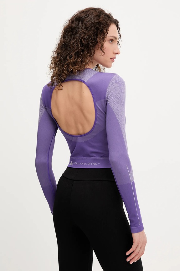 Oblečení Tričko na jógu s dlouhým rukávem adidas by Stella McCartney JN0541 fialová