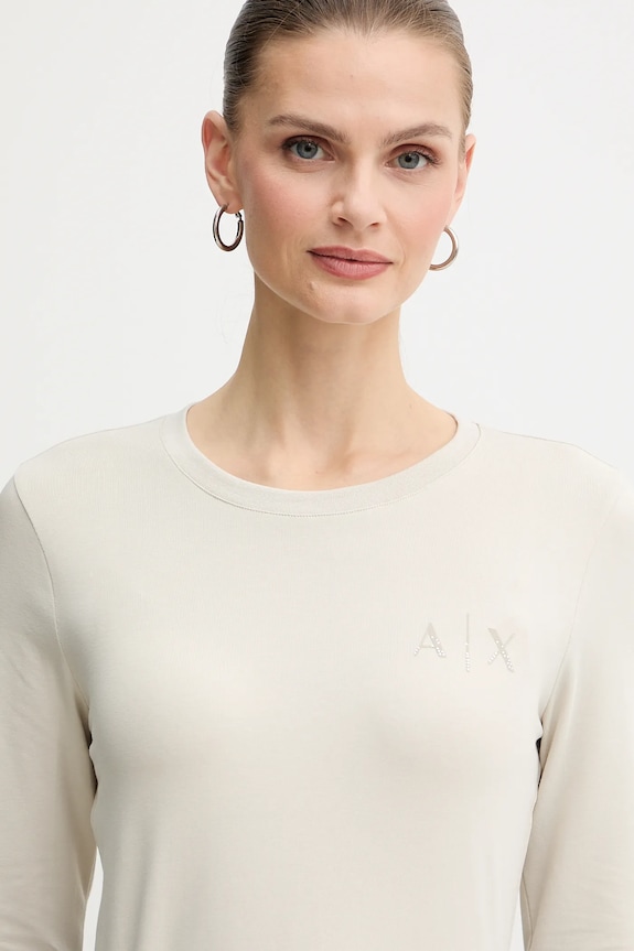 Majica z dolgimi rokavi Armani Exchange bež XW001353.AF17173
