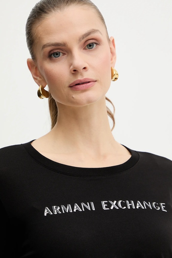 Armani Exchange top a maniche lunghe in cotone nero XW001383.AF10356