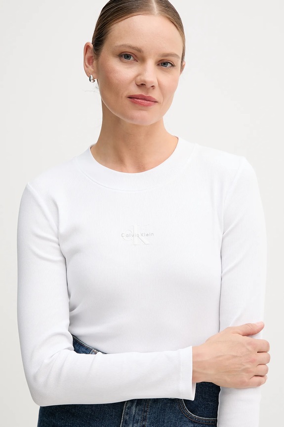 Tričko s dlhým rukávom Calvin Klein Jeans biela LV047A803G
