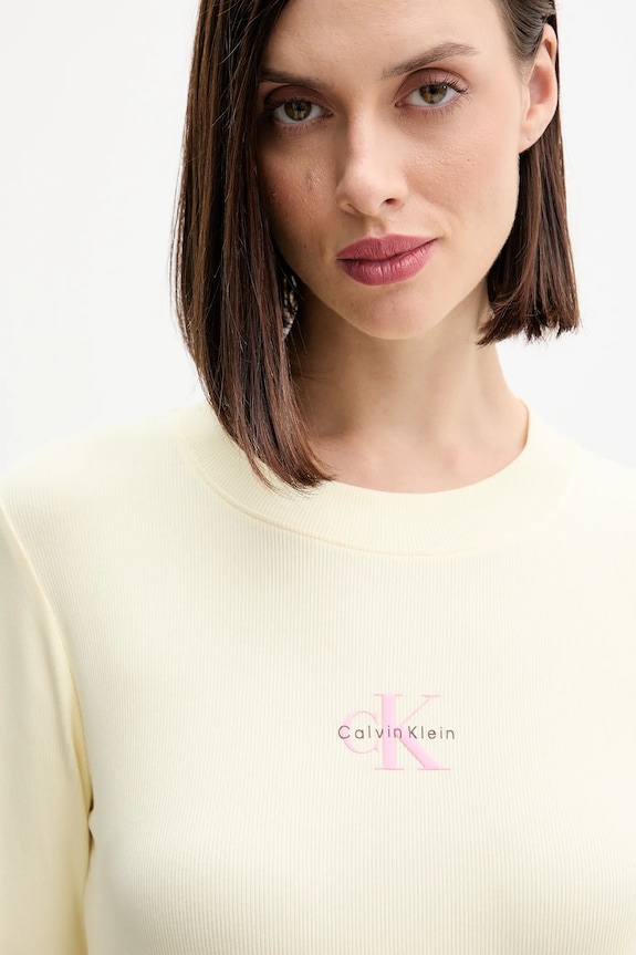 Tričko s dlhým rukávom Calvin Klein Jeans žltá LV047A803G