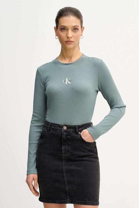 Μακρυμάνικο Calvin Klein Jeans πράσινο LV047A803G