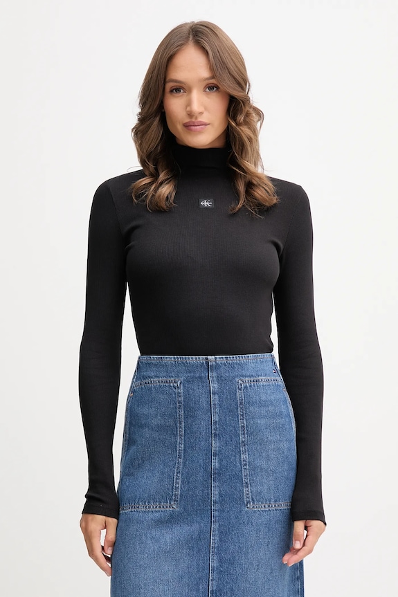 Μακρυμάνικο Calvin Klein Jeans slim μαύρο LV047D203G