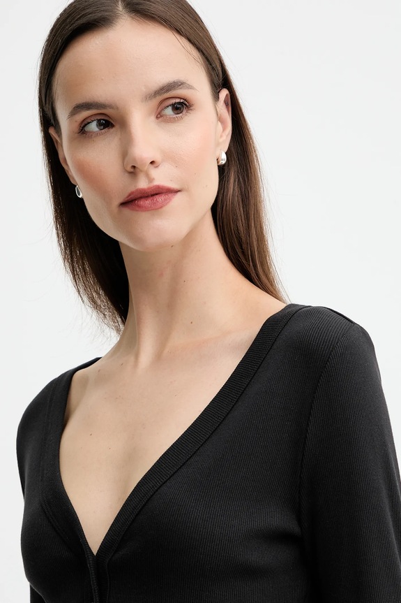 Calvin Klein Jeans cardigan de damă din bumbac cu elastan negru LV047C204G