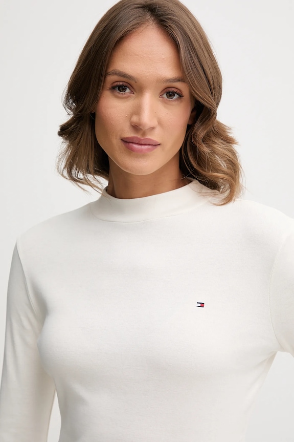 Tommy Hilfiger top a maniche lunghe in cotone beige WW0WW47307