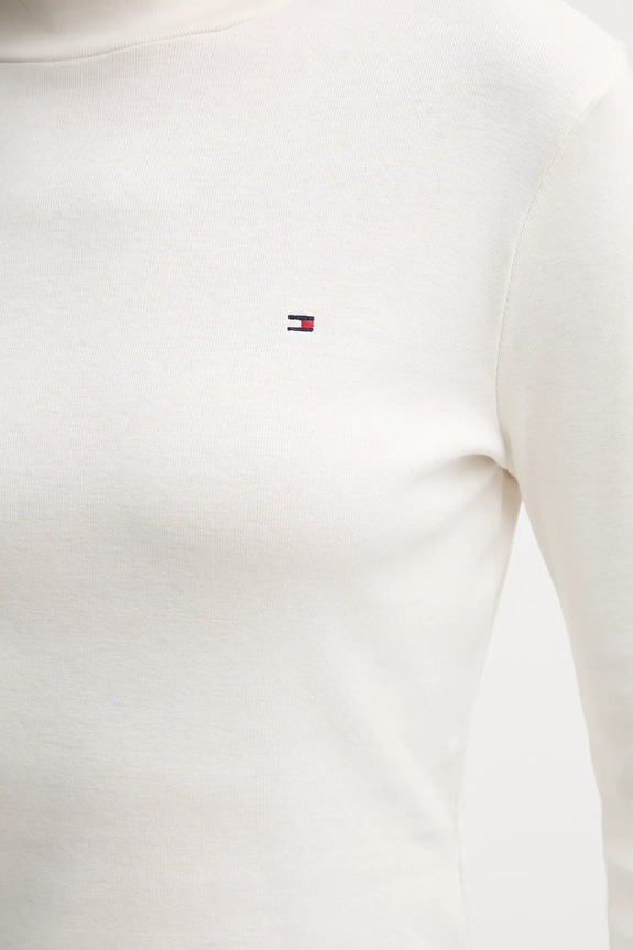 Pamučna majica dugih rukava Tommy Hilfiger WW0WW47307 bež