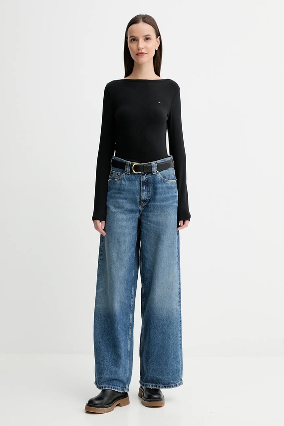 Μακρυμάνικο Tommy Hilfiger WW0WW47309 μαύρο SS26