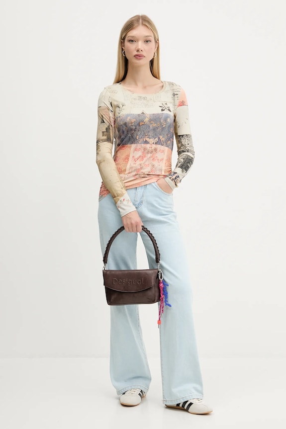 Majica z dolgimi rokavi Desigual LIMBANI 25WWTK33 bež AW25