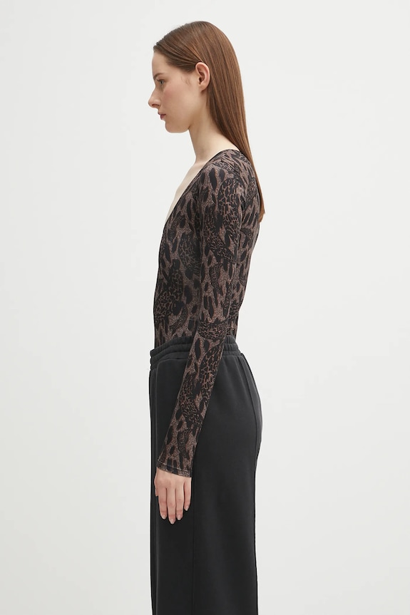 Fiorucci bodysuit Banimalier Print Scoop Neck W02FPTBO225LY01BR01 brown AW25