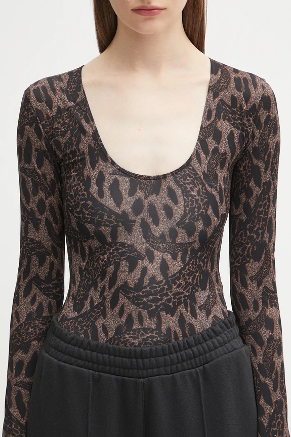 Fiorucci bodysuit Banimalier Print Scoop Neck brown W02FPTBO225LY01BR01