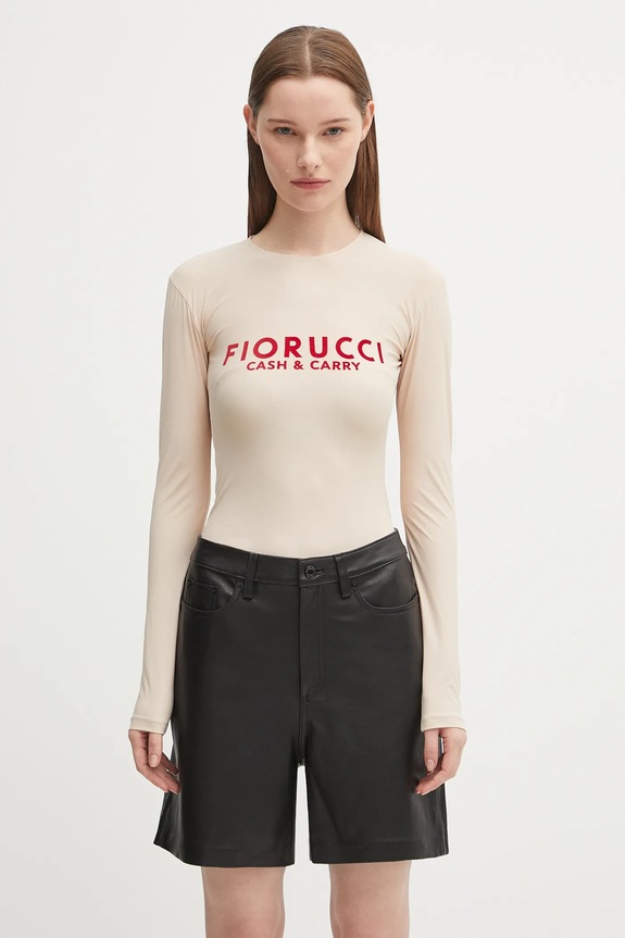 Fiorucci bodysuit Cash and Carry applique beige W02FPTBO430LY01NA01