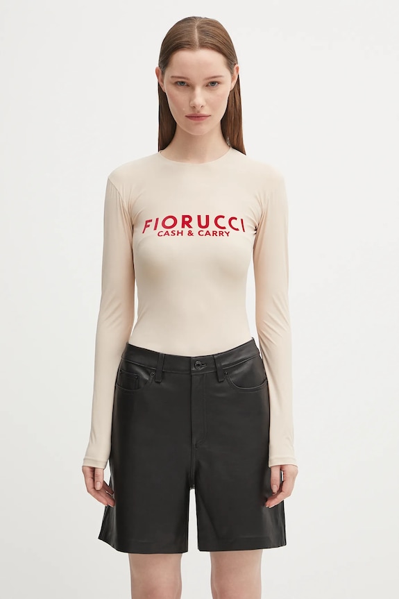 Fiorucci bodysuit Cash and Carry applique beige W02FPTBO430LY01NA01