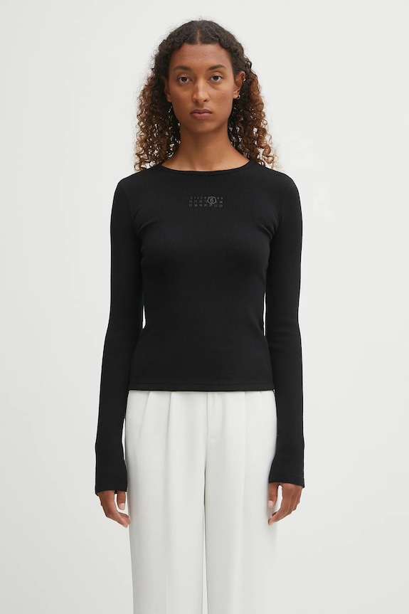 MM6 Maison Margiela longsleeve din amestec de lână uni negru S52NH0029.M20122.900