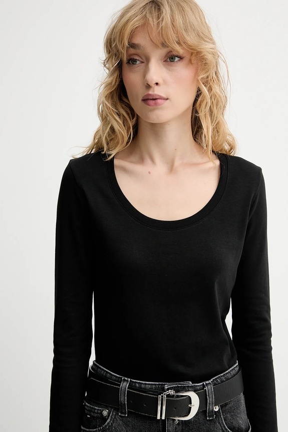 Calvin Klein longsleeve din bumbac negru LV044D228G