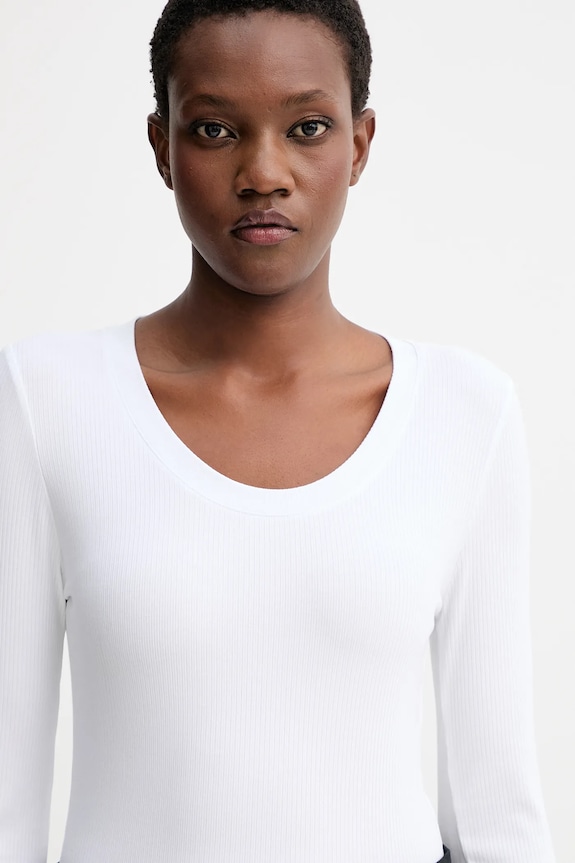 Calvin Klein longsleeve de damă cu modal alb LV044D235G