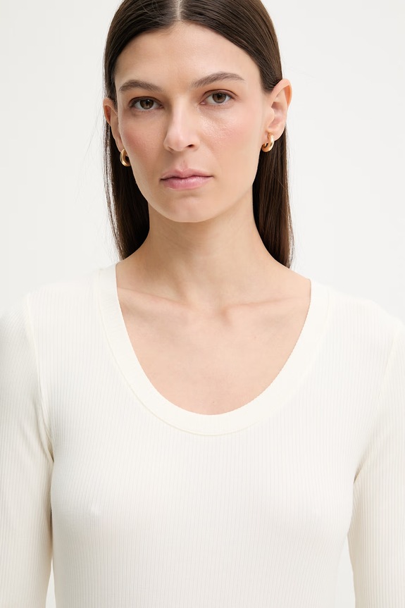 Calvin Klein bluză cu mânecă lungă de damă din modal bej LV044D235G