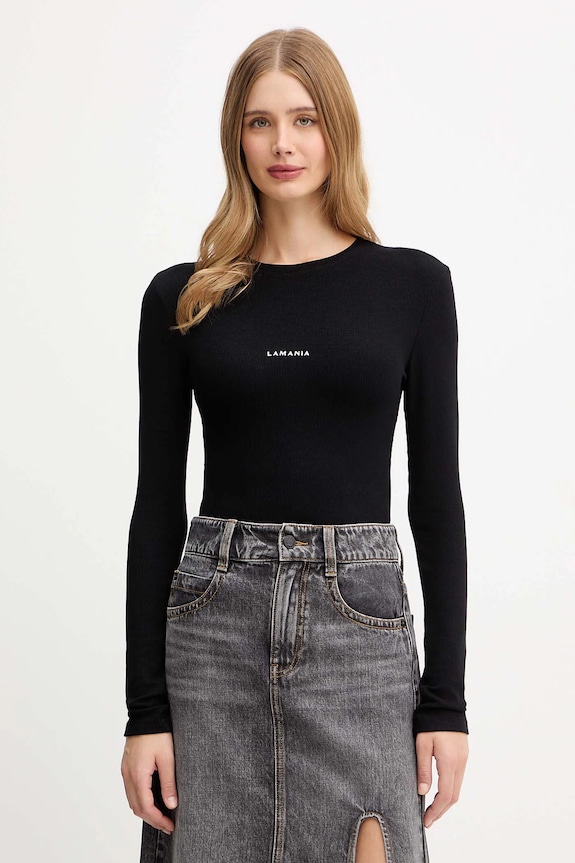 La Mania longsleeve damski z wiskozą z elastanem czarny GIN