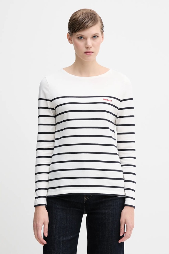 Barbour longsleeve bawełniany BRADLEY wzorzyste beżowy LML0892