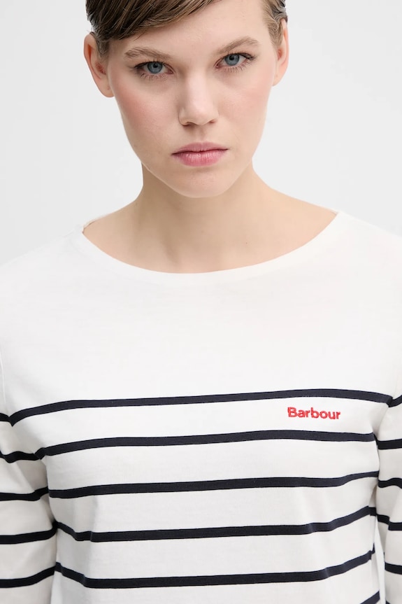 Barbour longsleeve bawełniany BRADLEY beżowy LML0892
