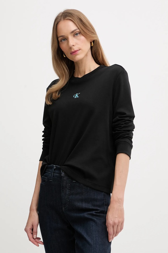 Abbigliamento Calvin Klein Jeans top a maniche lunghe in cotone LV047D223G nero