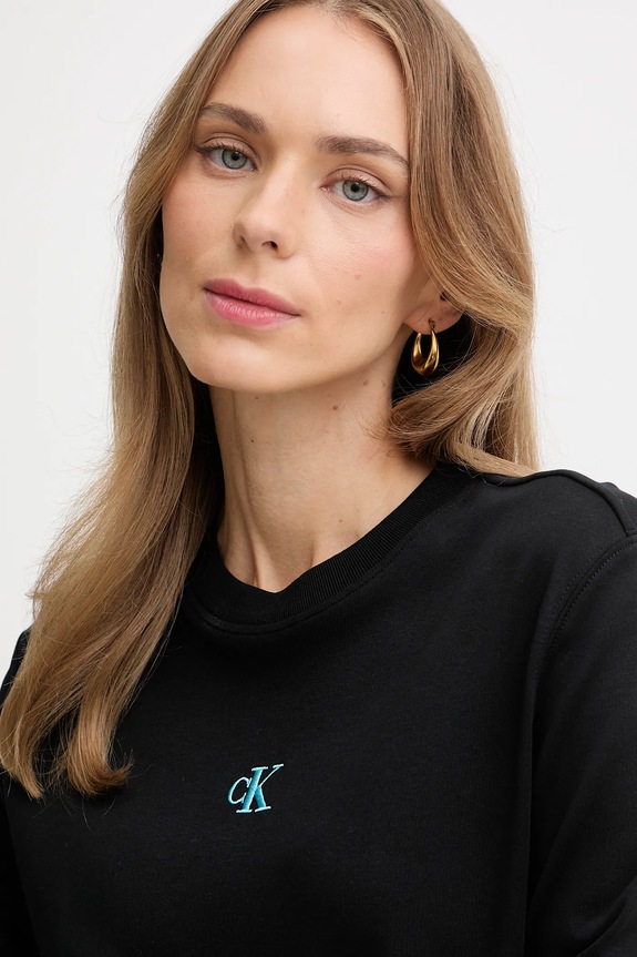 Calvin Klein Jeans top a maniche lunghe in cotone nero LV047D223G