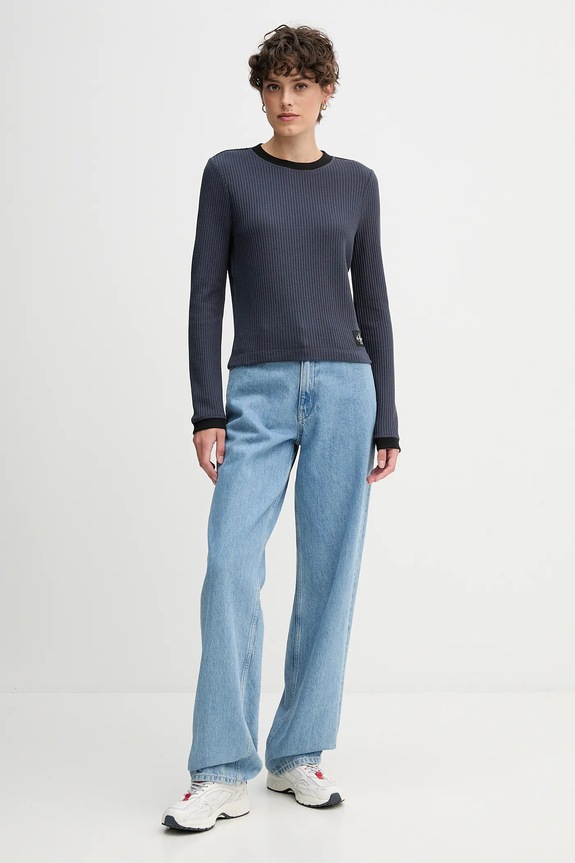 Tričko s dlhým rukávom Calvin Klein Jeans LV047D225G tmavomodrá AW25