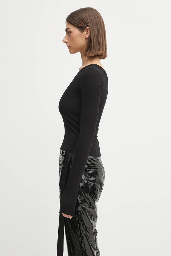 Rick Owens DRKSHDW longsleeve bawełniany Ziggy T DS02E7216.RN czarny AW25