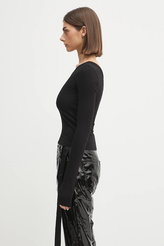 Rick Owens DRKSHDW longsleeve bawełniany Ziggy T DS02E7216.RN czarny AW25