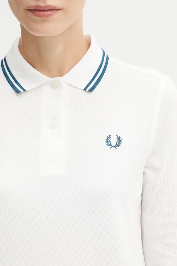 Bavlnené tričko s dlhým rukávom Fred Perry biela G3636