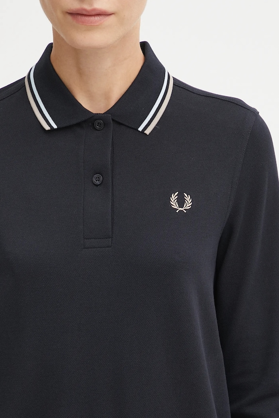 Bavlnené tričko s dlhým rukávom Fred Perry tmavomodrá G3636
