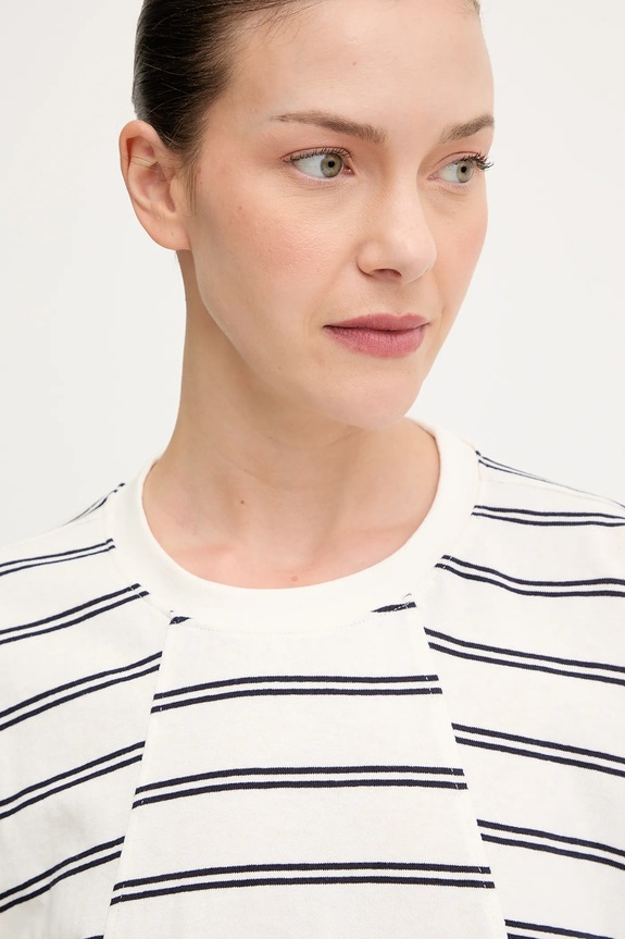 Bavlnené tričko G-Star A line stripe oversized béžová D27183.E134