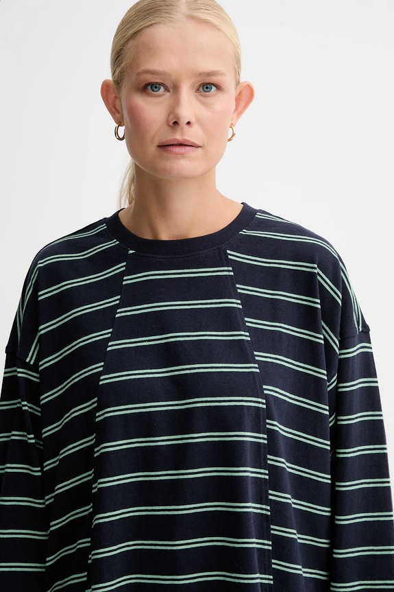 G-Star tricou din bumbac A line stripe oversized bleumarin D27183.E134