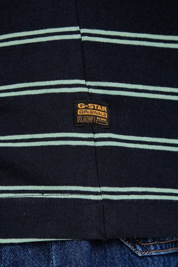 G-Star tricou din bumbac A line stripe oversized D27183.E134 bleumarin
