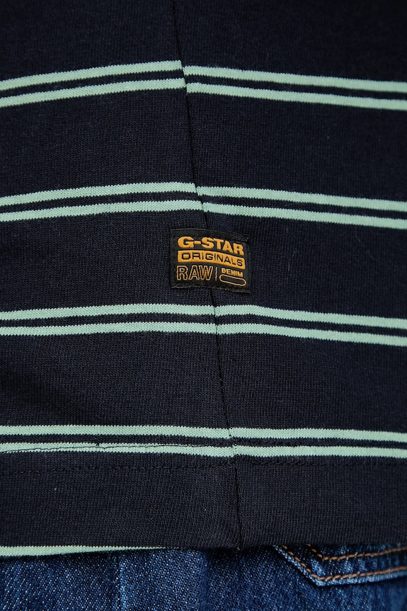 G-Star tricou din bumbac A line stripe oversized D27183.E134 bleumarin