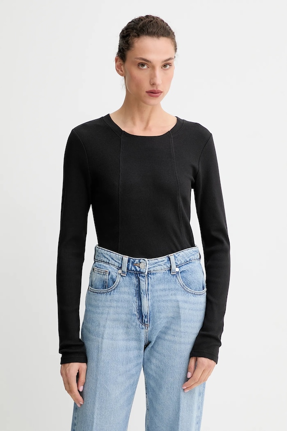 Tričko s dlhým rukávom G-Star A line slim rib jednofarebný čierna D26903.E136
